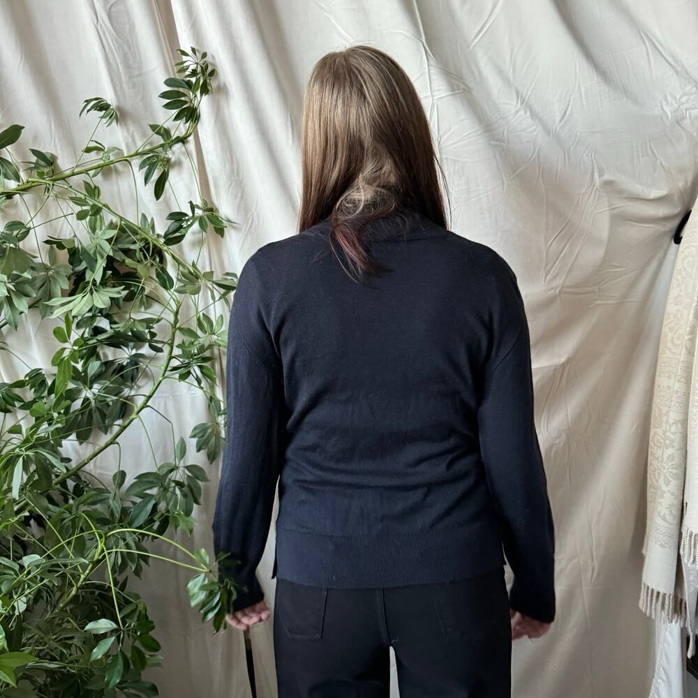 Officine Generale LongSleeved Navy Blue Wool&Silk Blend Turtleneck Sweater Sz XL - Picture 3 of 6